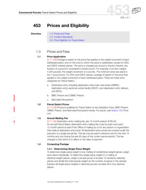 Fillable Online DMM 453 Parcel Post Prices And Eligibility For