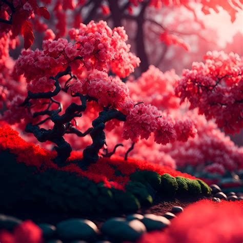 Premium AI Image | A pink tree in a forest with a pink background