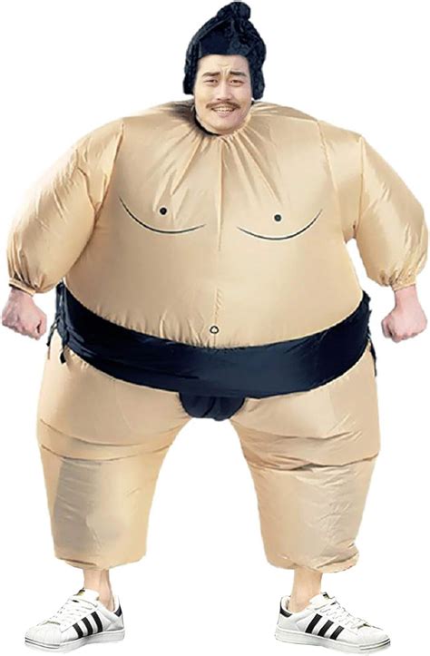 Inflatable Sumo Wrestling Fat Suit Blow Up Fancy Dress Funny Costume Halloween Sumo For Adult