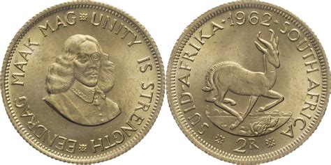 Südafrika 2 Rand 1962 Jan van Riebeeck Springbock 1961 1983 vz MA