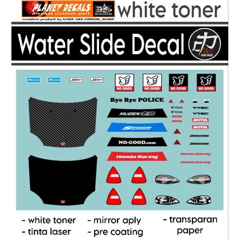 Decal Hot Wheels Detailing Honda Civic Ek White Toner Shopee Singapore