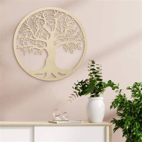 D Coration En Bois Placage Peuplier Arbre De Vie Wall Art Fr