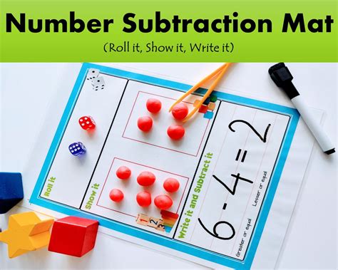 Subtraction Dice Game Printable, Math Activity, Homeschool Worksheet ...