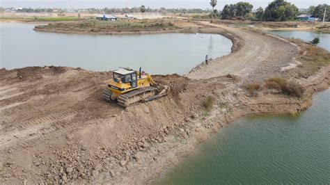 Update Build Road Along The Canal By Operator Bulldozer Push Soil And