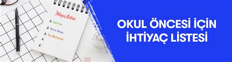 Okul Öncesi İçin İhtiyaç Listesi Bkmkitap