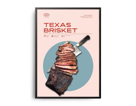 Texas Brisket Poster Midcentury Texas Brisket Print Food Wall Art Food Recipe Wall Decor