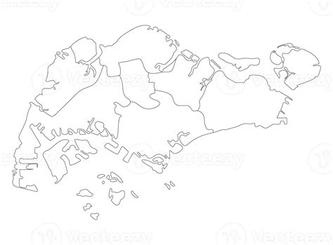 Singapore Map Of White Black Outline 23264309 PNG