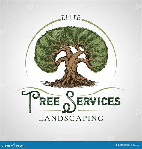 VINTAGE TREE LANDSCAPING LOGO Stock Image | CartoonDealer.com #251907481