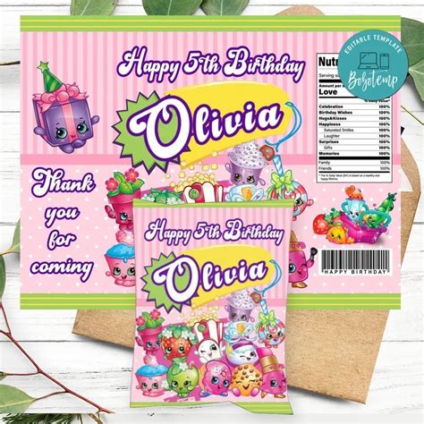 Shopkins Birthday Party Chip Bag Digital File Diy Bobotemp