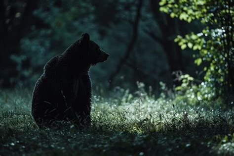 Premium Photo | A black bear sitting in the middle of a forest