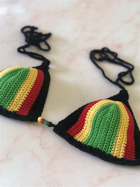 Bikini Crochet Swimwear Jamaican Bikini Crochet Summer Top Bikini Beach Bra Reggae Bikini