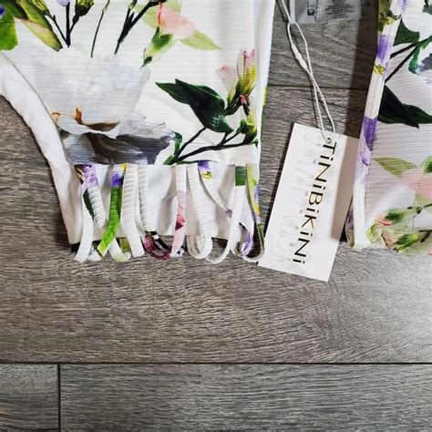 Tinibikini Swim Nwt Tinibikini White Floral Print Bikini Pc Set Poshmark