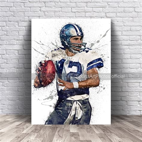 Roger Staubach Poster Dallas Cowboys Canvas Wrap Wall Art Print Man