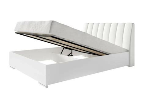 Lit Design En Simili Cuir Blanc X Cm Avec Option Coffre Et