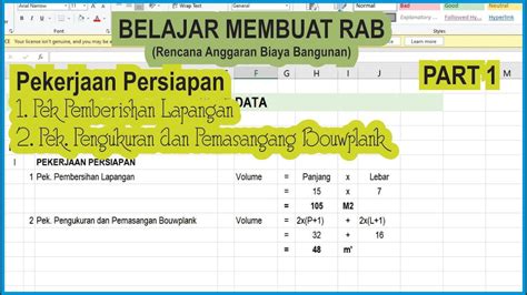 Belajar Membuat Rab Menghitung Volume Pembersihan Lahan Pengukuran Dan