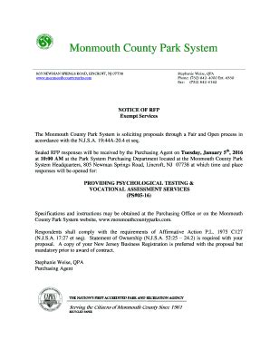 Fillable Online Non Collusion Affidavit Monmouth County Park System