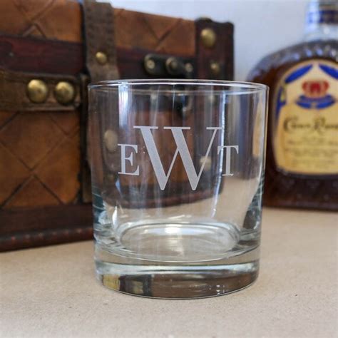 Custom Whiskey Glass Monogram 11oz Scotch Dof Engraved Etsy