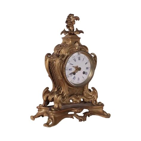 Pendule De Comptoir Rococo Bronze Dor France Xix Si Cle Eur