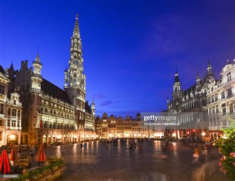 Majestic Brussels Grand Place Illuminated At Dusk Belgium High Res