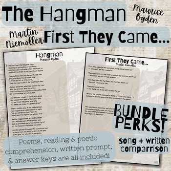 First They Came The Hangman Poetry Comparison Analysis Ela Resource