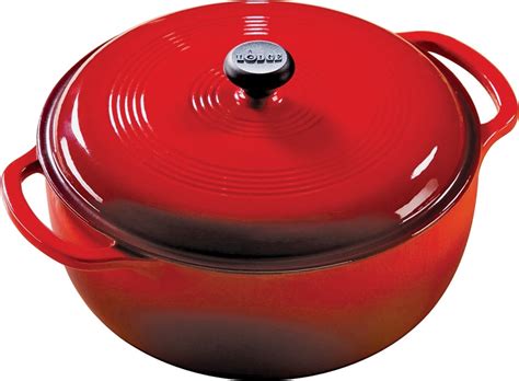 Lodge Ec6d43 Dutch Oven 6 Qt Capacity Iron Red Loop Handle