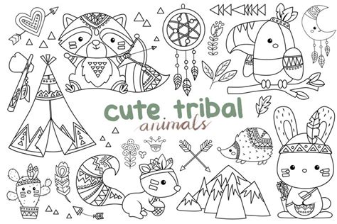 Tribal Animal Clipart - Cute Animal Clipart (2552929)