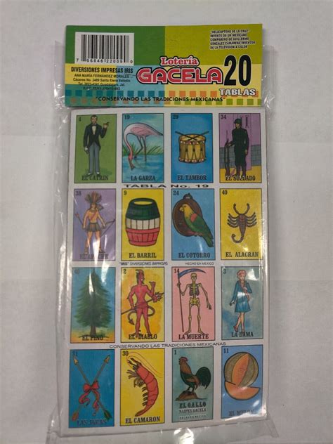 Loteria Card Game Naipes Gacela Mexican Bingo Set Of 20 Boards And Card