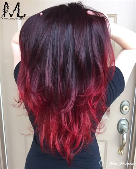 Heiße rote Ombre Hair Trends für Mädchen Haarfarben Frisuren Ombré