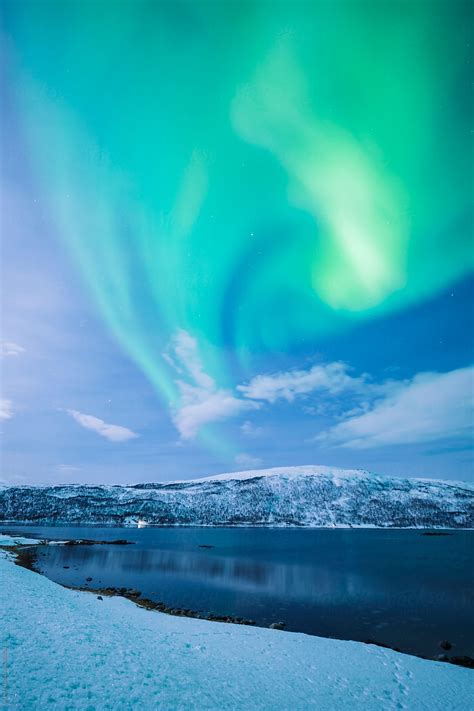 "Northern Lights On A Norwegian Fjord" by Stocksy Contributor "Studio ...