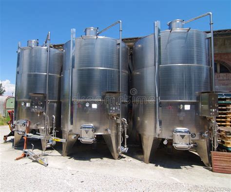 Tini del vino alla cantina immagine stock. Immagine di contenitore ...