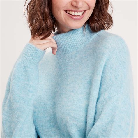 Pull Col Montant Bleu Ciel Femme Vibs