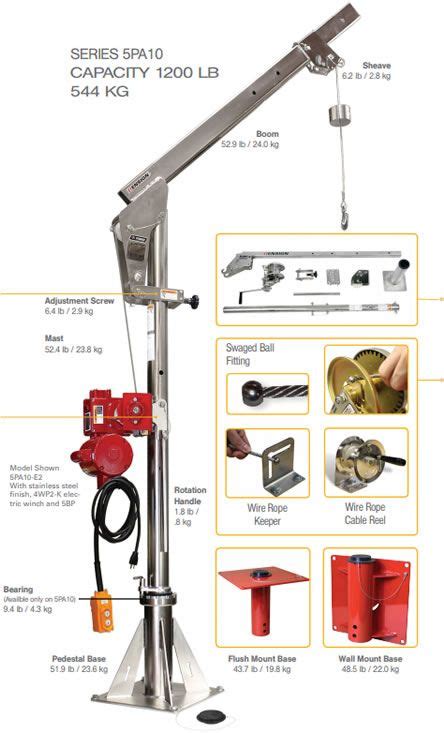 Ensign Series Portable Davit Crane, Davit Cranes, Floor Crane, Floor Cranes, Floor Hoist, Mobile ...