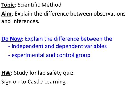 PPT Topic Scientific Method Aim Explain The Difference Between