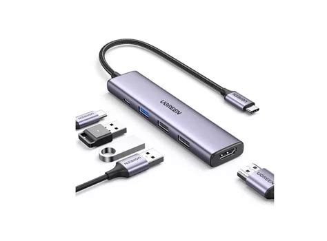 Ripley ADAPTADOR HUB USB C UGREEN CM511 5 EN 1 HDMI 3 USB A GRIS