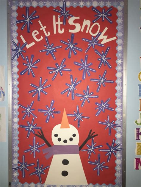 Snowflake bulletin board @ DEL. Snowflakes made from Q-tips. | Winter ...