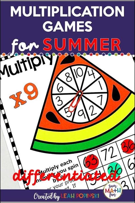 Summer Multiplication Math Games For Multiplication Practice And Fact Fluency Math