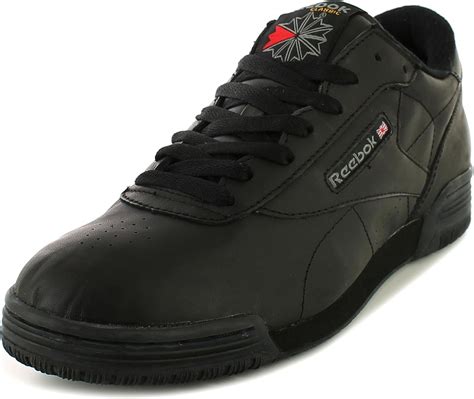 Reebok New Mensgents Black Exofit Leather Upper Lace Ups Trainers