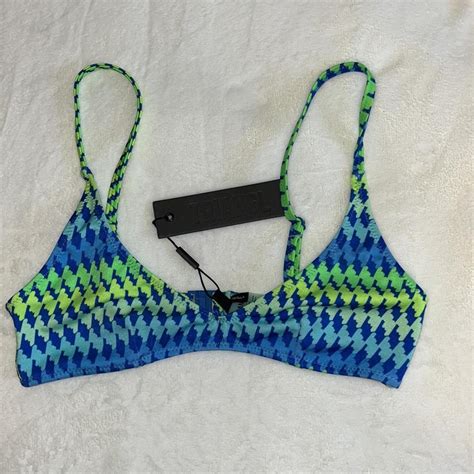 Triangl Women S Blue And Green Bikini And Tankini Tops Depop