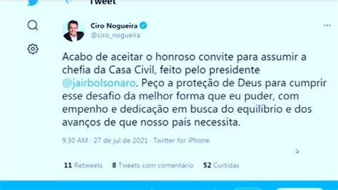 V Deo Ciro Nogueira Aceita Convite Para Assumir A Chefia Da Casa Civil