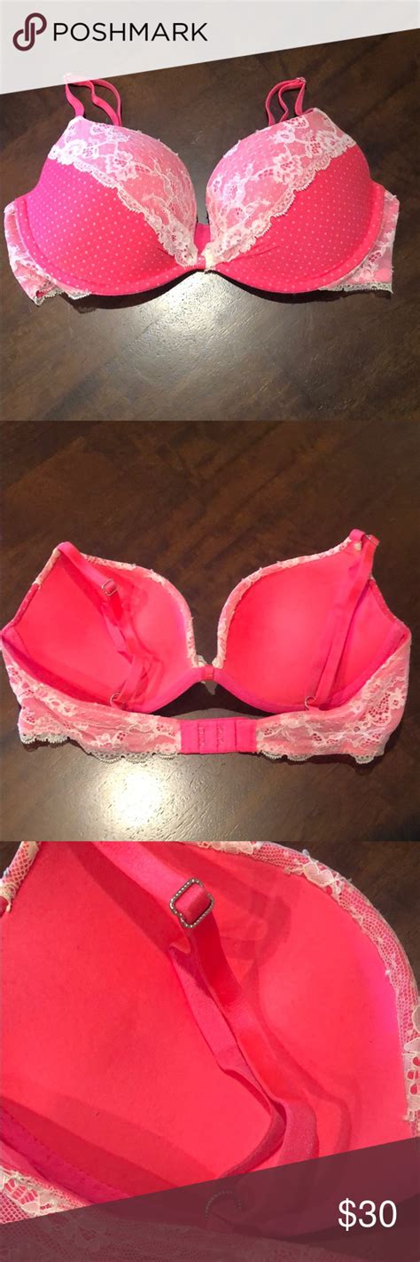 Victorias Secret Pink Polka Dot And Lace Bra 34c Pink Polka Dots