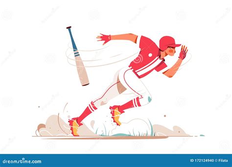 Professional Baseball Player Running After Ball Stock Vector