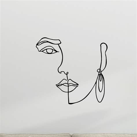 Abstract Line Face Line Art Woman Metal Wall Art Minimal Etsy