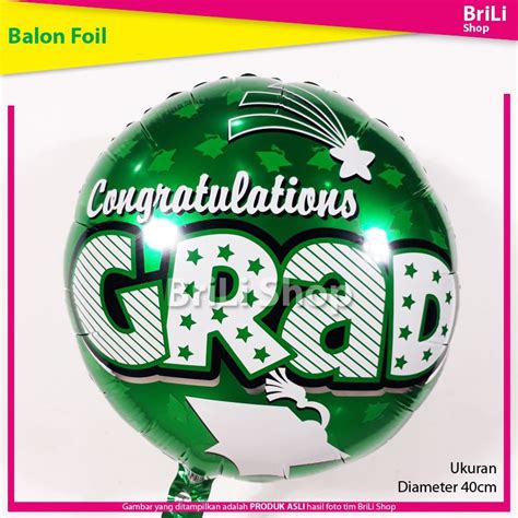 Jual Balon Foil Wisuda Kelulusan Hijau Graduation Congratulations Grad