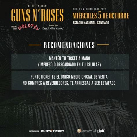 Guns N Roses En Chile 2022 ¿a Qué Hora Abren Las Puertas ¿cuándo Y Dónde Es¿hay Que Tener Pase