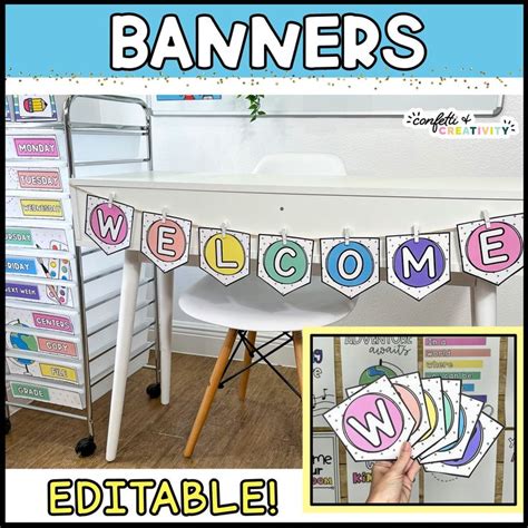 Editable Classroom Welcome Banner Bright Classroom Decor Classroom Banner Classroom Decor Back