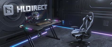 Amazon Hldirect Inch Gaming Desk With Led Lights Ergonomic