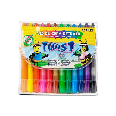 Giz De Cera Retratil De Girar Cores Twist Acrilex Escolar Shopee