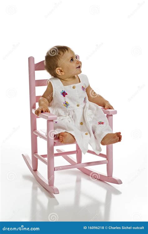 Baby On Rocking Chair Stock Photo Image Of Girl Reflected 16096218