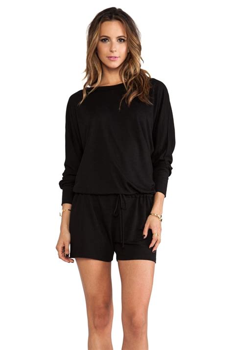 Lanston French Terry Bf Romper In Black From Revolve