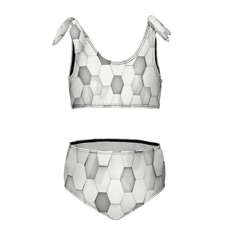 3d Hexagon Tile Brick Pattern Girl S 2 Piece Bikini Set Beach Sport Swimsuit Swimwear 9 11Y